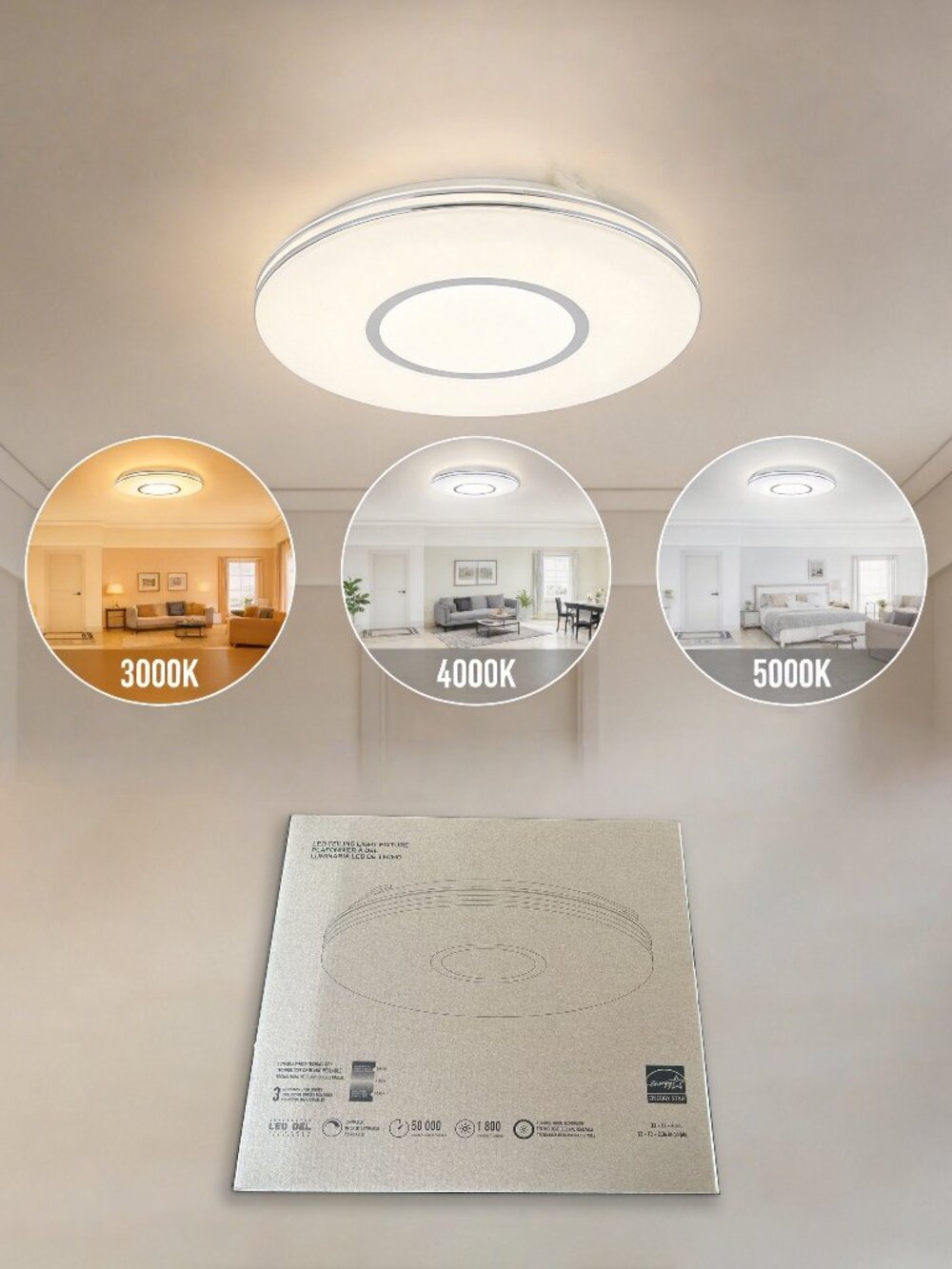 Brand New LED Ceiling Light | 13“ 330mm Dia | Color Temp Changeable